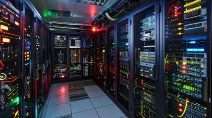 Data server centers. Cloud data storage. AI generated
