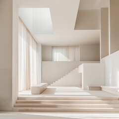 Minimalist Interior Design with Sunlight and Shadows
