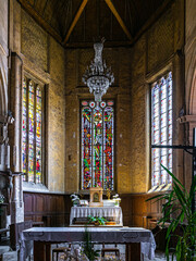 Interior of a church in the Normandy countryside