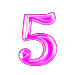 Neon purple character. number 5