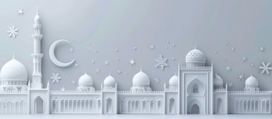a mosque in gray background for Ramadan