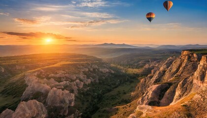 Naklejka premium Hot air balloons flying. Generated with AI