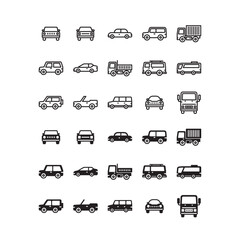Transportation icon set. Outline & solid style
