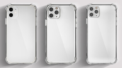 Mockup of a transparent protective phone case