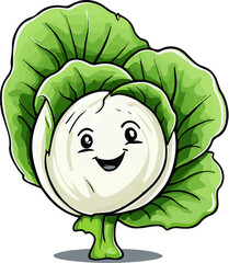 Cabbage, Cartoon vector children's drawing. A funny character with eyes, arms and legs.