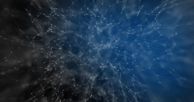 Abstract technology futuristic dark blue background plexus particle glow connection lines and dots. Business Concept. Medical, Communications, Internet, Game. 3d animation, Sci-fi.