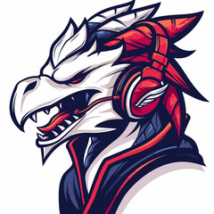 Obraz premium Dragon esport vector logotype, icon, dinosaur, logo, sticker, symbol, emblem