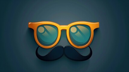 A vector illustration of nerd glasses paired with mustaches