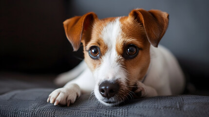 Jack Russell Terrier Lying Down with a Pensive Look