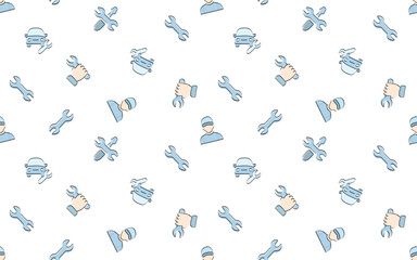 tools. mechanic. work. to fix. metal. broken. seamless pattern. the pattern. the icon. Doodle. vector. black lines. on a white background.