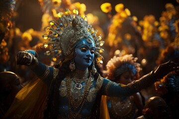 Krishna religion. depth and spirituality of krishna's religion: a journey into the world of hinduism, devotion, and the divine lord's influence on faith and culture. - obrazy, fototapety, plakaty