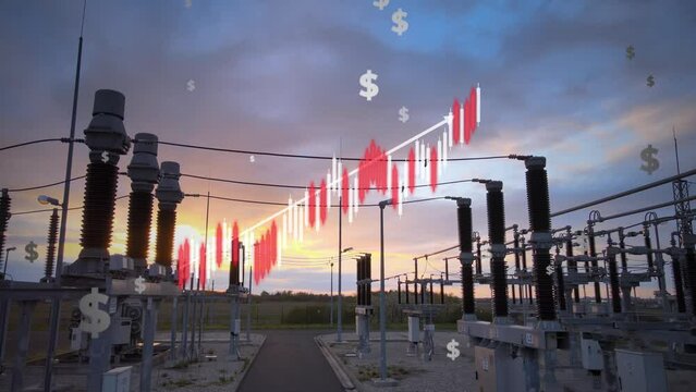 Electrical Energy cost increasing due to world crisis. Economy Price Inflation. 3D render