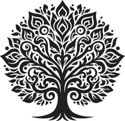 Vector tree silhouette on a white background