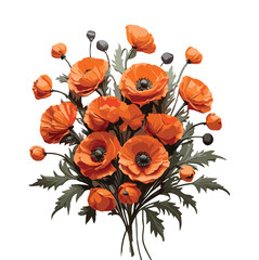 bouquet of orange  poppies vector artwork 