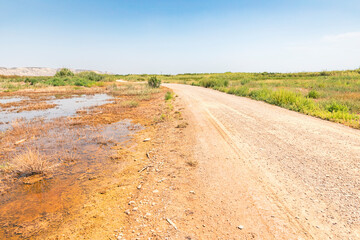 Camino Jacobeo del Ebro - gravel road next to Torres de Berrellen, province of Zaragoza, Aragon, Spain