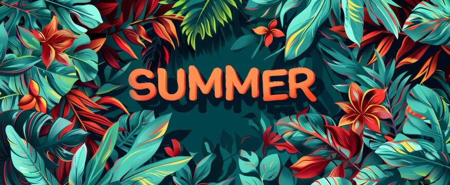 summer time tropical retouched poster or banner Generative AI