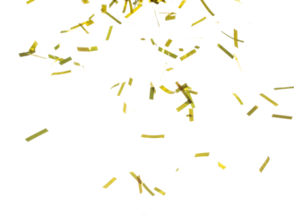 Golden Confetti Foil fall splashing in air. Gold Confetti Foil explosion flying, abstract cloud fly. Many Party glitter scatter in many group. White background isolated high speed shutter freeze