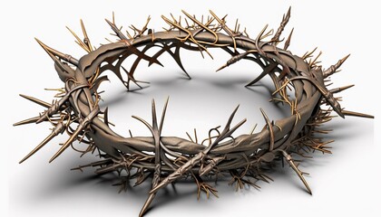 Fototapeta premium Crown of thorns. Christian symbol. Isolated on white background