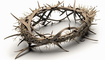 Crown of thorns. Christian symbol. Isolated on white background - obrazy, fototapety, plakaty