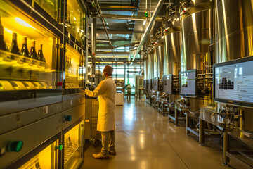 Quality Control Expert Analyzing Samples in Modern Winery Laboratory