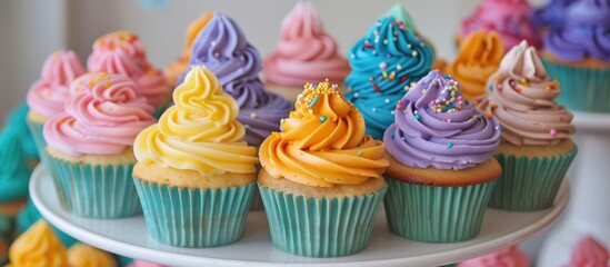 Colorful cupcakes for a birthday celebration