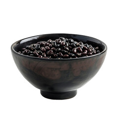 Azuki beans black bowl, transparent background, isolated image, generative AI