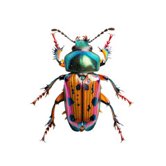 colorful beetle in transparent background