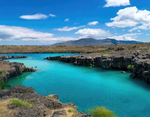 A serene lake, bathed in the warm sunlight of a clear day. Generated with AI