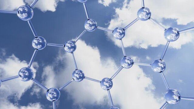 3d rendered animation of a buckminsterfullerene molecule or buckyball