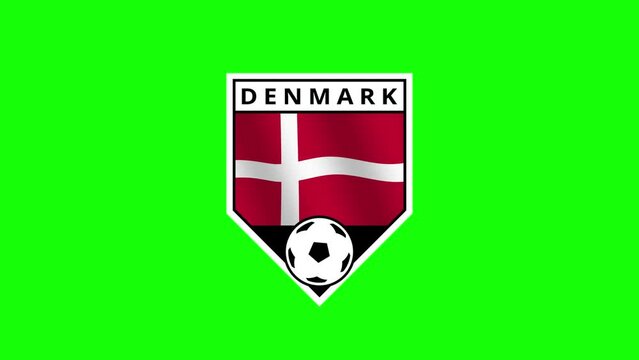 Denmark Shield Shaped Football Badge with a Waving Flag