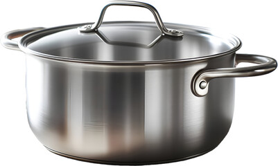 Steel cooking pot on transparent background