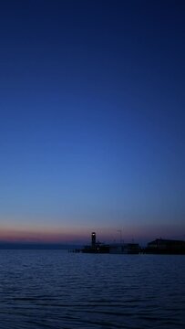 Lighthouse at a Lake after Sunset at Blue Hour