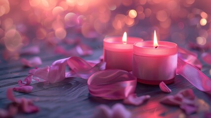 Obraz na płótnie Canvas candles with pink ribbon