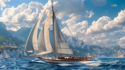 Naklejka premium Sailing a yacht