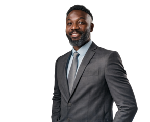 Business man portrait isolated on transparent background