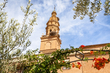 tower of the Church of San Miguel in Rincon de Soto, Comarca of Alfaro, province of La Rioja, Spain