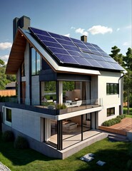 Modern Eco-Friendly Residence,  Solar-Powered Home Design