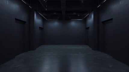 Empty black studio room, abstract dark empty studio room texture.