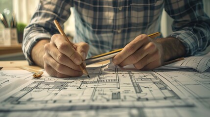 The home design architects are carefully reviewing the house plan draft, commissioned project, and custom design before delivery, incorporating interior decoration ideas