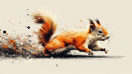 Nimble Squirrel Emblem: Darting Up Tree Flat Artwork