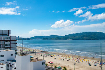 Beach and Coastline With City Buildings in Santos Sao Paolo Brazil