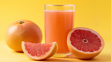 Zumo de poemlo sobre fondo naranja claro