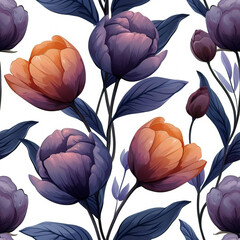 Tile with flowers as background and to fill areas in soft colors, ai generated