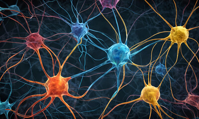 neurons and synapse like stuctures depicting brain chemistry