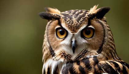 Obraz premium An owl in the thicket of the forest looks with interest 