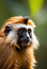 Fototapeta premium Cute Tamarin Monkey Portrait in Jungle 