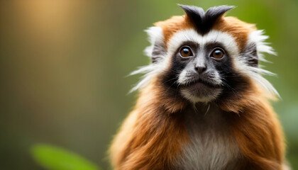 Fototapeta premium Cute Tamarin Monkey Portrait in Jungle 