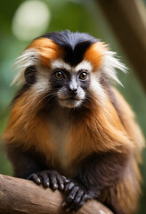 Cute Tamarin Monkey Portrait in Jungle	

