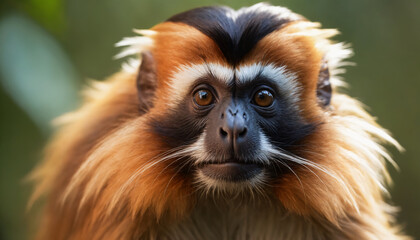 Cute Tamarin Monkey Portrait in Jungle	
