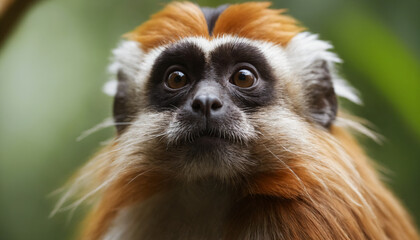 Fototapeta premium Cute Tamarin Monkey Portrait in Jungle 